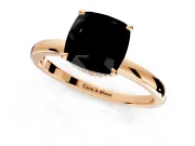 Hidden Halo Engagement Ring Setting for Fancy Black Cushion Cut Center with Plain Band and Tall Prong Head in Rose Gold