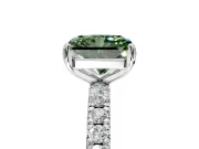 Solitaire Engagement Ring Setting for Fancy Green Radiant Cut Center with Shared-Prong Accents and Prong Head in Platinum
