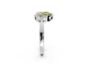 Cluster Engagement Ring Setting for Fancy Yellow Pear-Shaped Center with Milgrain Shoulder Clusters and Prong Head in Platinum