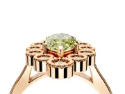 Cluster Halo Engagement Ring Setting for Fancy Yellow Marquise Center with Milgrain Bezel Accents and Prong Head in Rose Gold