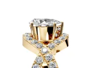 Halo Engagement Ring Setting for Pear-Shaped Center with Pave Infinity Twist Band and Prong Head in Yellow Gold
