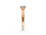 Solitaire Engagement Ring Setting for Cushion Cut Center with Reverse Tapered Band and Prong Head in Rose Gold