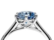 Solitaire Engagement Ring Setting for Fancy Blue Round Cut Center with Cathedral Band and Prong Head in Platinum