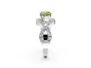 Halo Engagement Ring Setting for Fancy Yellow Cushion Cut Center with Pave Infinity Twist Band and Prong Head in White Gold