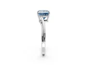 Solitaire Engagement Ring Setting for Fancy Blue Princess Cut Center with Plain Bypass Twist Band and Prong Head in Platinum