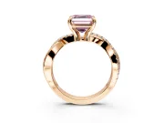 Solitaire Engagement Ring Setting for Fancy Pink Asscher Cut Center with Half-Pave Crossover Band and Prong Head in Rose Gold