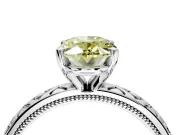 Solitaire Engagement Ring Setting for Fancy Yellow Oval Center with Milgrain X Pattern Band and Prong Head in Sterling Silver