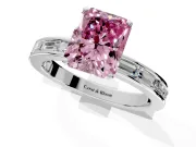 Solitaire Engagement Ring Setting for Fancy Pink Radiant Cut Center with Channel Baguette Band and Prong Head in White Gold