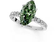 Solitaire Engagement Ring Setting for Fancy Green Marquise Center with Fine Pave Band and Claw Prong Head in Platinum
