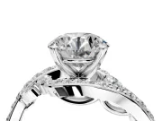 Solitaire Engagement Ring Setting for Round Cut Center with Pave Bypass Twist Band and Prong Head in Platinum