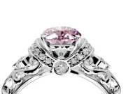 Solitaire Engagement Ring Setting for Fancy Pink Oval Center with Filigree Band and Prong Head in Platinum