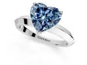 Solitaire Engagement Ring Setting for Fancy Blue Heart-Shaped Center with Wide Knife Ridge Band and Prong Head in Platinum