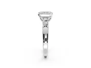 5 Stone Engagement Ring Setting for Radiant Cut Center with Plain Band and Prong Head in Platinum
