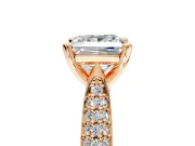 Solitaire Engagement Ring Setting for Princess Cut Center with Multi-Row Accents and Prong Head in Rose Gold