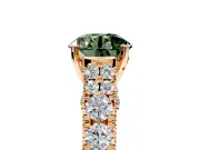 Solitaire Engagement Ring Setting for Fancy Green Round Cut Center with Pave Cathedral Shoulders and Prong Head in Rose Gold