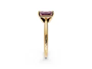 Solitaire Engagement Ring Setting for Fancy Pink Emerald Cut Center with Knife Ridge Band and Claw Prong Head in Yellow Gold