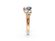 Cluster Engagement Ring Setting for Fancy Blue Heart-Shaped Center with Round Cut Accent Frame and Prong Head in Rose Gold