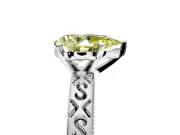 Solitaire Engagement Ring Setting for Fancy Yellow Pear-Shaped Center with Scrollwork Band and Prong Head in Sterling Silver