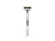 Low-Set Solitaire Engagement Ring Setting for Fancy Green Emerald Cut Center with Thin Plain Band and Prong Head in White Gold