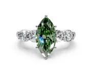 5 Stone Engagement Ring Setting for Fancy Green Marquise Center with Graduated Accents and Prong Head in Sterling Silver