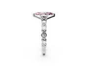 Solitaire Engagement Ring Setting for Fancy Pink Marquise Center with Beaded Bezel Station Band and Prong Head in White Gold