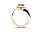 Paired Accent Engagement Ring Setting for Fancy Pink Princess Cut Center with Pave Band and Prong Head in Yellow Gold