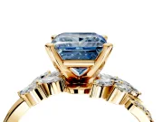 Solitaire Engagement Ring Setting for Fancy Blue Princess Cut Center with Marquise Accent Twist Band and Prong Head in Yellow Gold