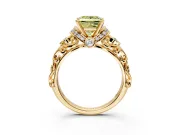 Solitaire Engagement Ring Setting for Fancy Yellow Princess Cut Center with Filigree Band and Prong Head in Yellow Gold