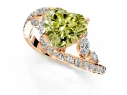 Solitaire Engagement Ring Setting for Fancy Yellow Heart-Shaped Center with Pave Bypass Twist Band and Prong Head in Rose Gold