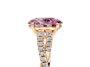 Solitaire Engagement Ring Setting for Fancy Pink Oval Center with Twisted Pave Split Shank and Prong Head in Rose Gold