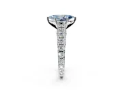Solitaire Engagement Ring Setting for Fancy Blue Marquise Center with Pave Cathedral Shoulders and Prong Head in Platinum