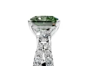 3 Stone Engagement Ring Setting for Fancy Green Radiant Cut Center with Pave Split Shank and Prong Head in Sterling Silver
