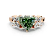 Floral Engagement Ring Setting for Fancy Green Heart-Shaped Center with Marquise Cluster Shoulders and Prong Head in Rose Gold