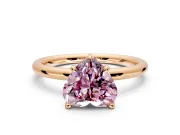 Hidden Halo Engagement Ring Setting for Fancy Pink Heart-Shaped Center with Thin Rounded Band and Prong Head in Rose Gold