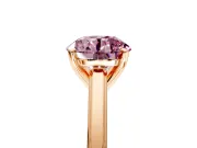 Solitaire Engagement Ring Setting for Fancy Pink Round Cut Center with Flat-Sided Plain Band and Prong Head in Rose Gold