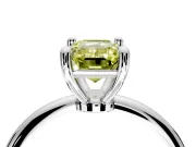 Minimalist Solitaire Engagement Ring Setting for Fancy Yellow Emerald Cut Center with Thin Band and Prong Head in Platinum
