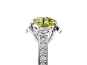 Floral Engagement Ring Setting for Fancy Yellow Round Cut Center with Four Accent Clusters and Prong Head in Sterling Silver