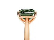 Solitaire Engagement Ring Setting for Fancy Green Asscher Cut Center with Narrow Cathedral Band and Prong Head in Rose Gold