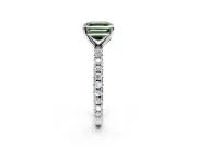 Solitaire Engagement Ring Setting for Fancy Green Asscher Cut Center with Fine Pave Band and Claw Prong Head in Platinum