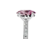 Solitaire Engagement Ring Setting for Fancy Pink Oval Center with Channel Accents and Prong Head in Sterling Silver