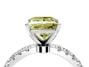 Open Basket Engagement Ring Setting for Fancy Yellow Princess Cut Center with Pave Band and Prong Head in Sterling Silver