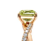 Crossover Engagement Ring Setting for Fancy Yellow Asscher Cut Center with Pave and Plain Strands and Prong Head in Rose Gold