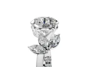 Floral Engagement Ring Setting for Round Cut Center with Trailing Marquise Accents and Prong Head in Sterling Silver