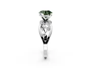 Solitaire Engagement Ring Setting for Fancy Green Round Cut Center with Criss-Cross Accent Band and Prong Head in Platinum