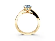 Solitaire Engagement Ring Setting for Fancy Blue Oval Center with Princess Cut Channel Band and Prong Head in Yellow Gold