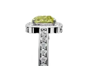 Halo Engagement Ring Setting for Fancy Yellow Cushion Cut Center with Framed Halo, Pave Band and Prong Head in White Gold