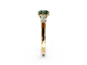 5 Stone Engagement Ring Setting for Fancy Green Cushion Cut Center with Equal Close-Set Accents and Prong Head in Yellow Gold