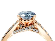 Solitaire Engagement Ring Setting for Fancy Blue Oval Center with Crossover Accents and Prong Head in Rose Gold