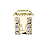 Halo Engagement Ring Setting for Fancy Yellow Princess Cut Center with Wide-Open Pave Split Shank and Prong Head in Yellow Gold