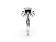 Solitaire Engagement Ring Setting for Princess Cut Center with Twisted Band and Scroll Prong Head in Sterling Silver
